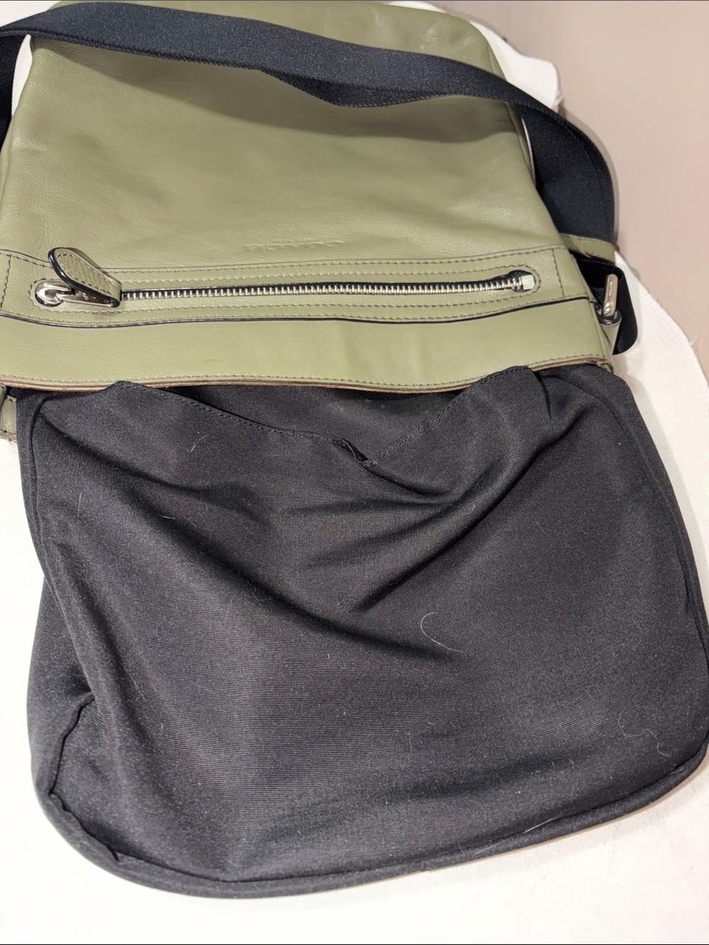 Coach f71745. Mens Olive Green Crossbody Sling Bag - Minimal Leather Design - Picture 4 of 15